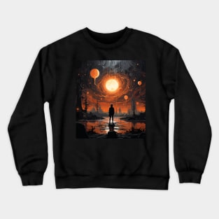 Melancholic Moonlight: Contemplating Cosmic Meltdown Crewneck Sweatshirt